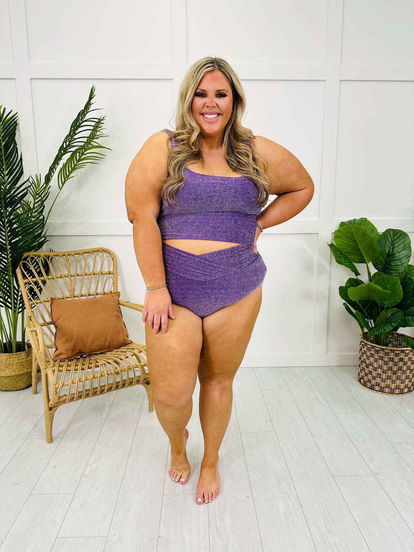The Olivia Swim Top in Purple Shimmer