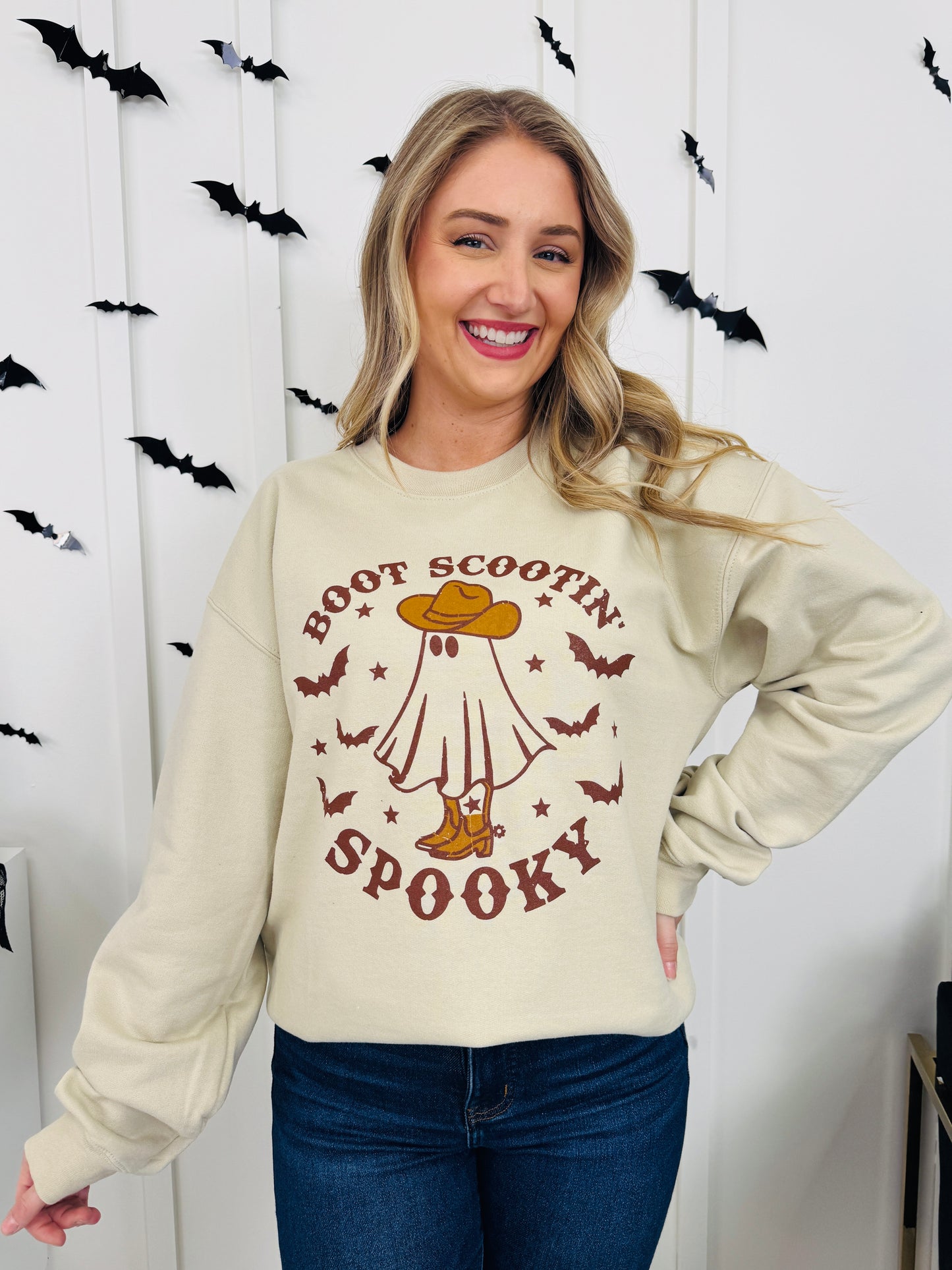 Boot Scootin Spooky Graphic Crewneck Sweatshirt
