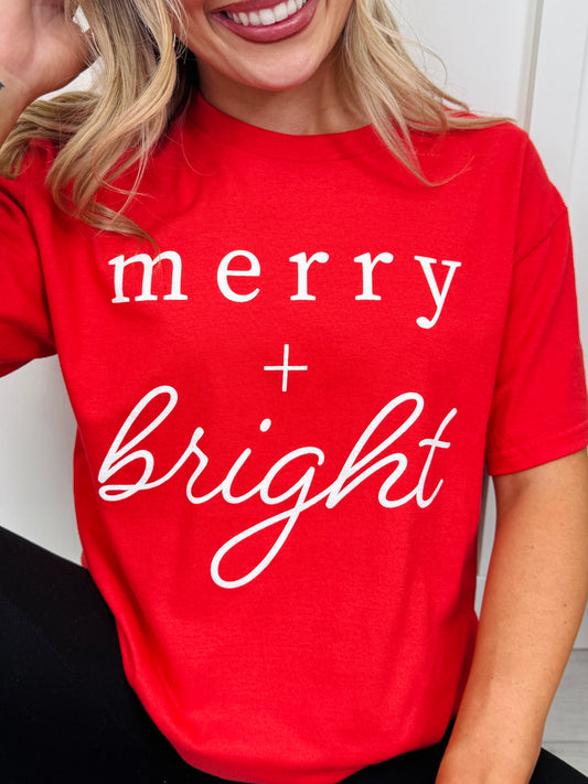 Merry + Bright Graphic Tee-Multiple Colors!