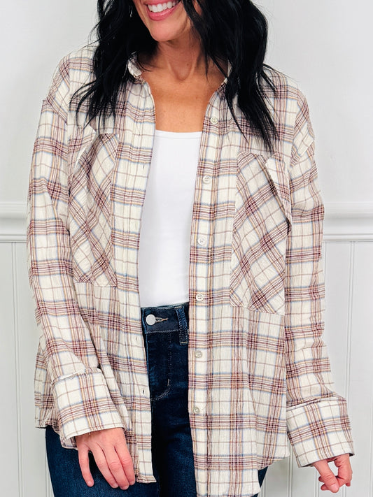Fall for Plaid Top In Cream