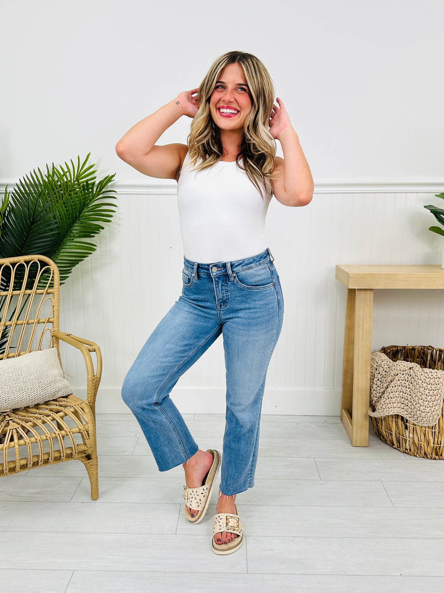 Take The Bait Slim Straight Cropped Jeans With Tummy Control