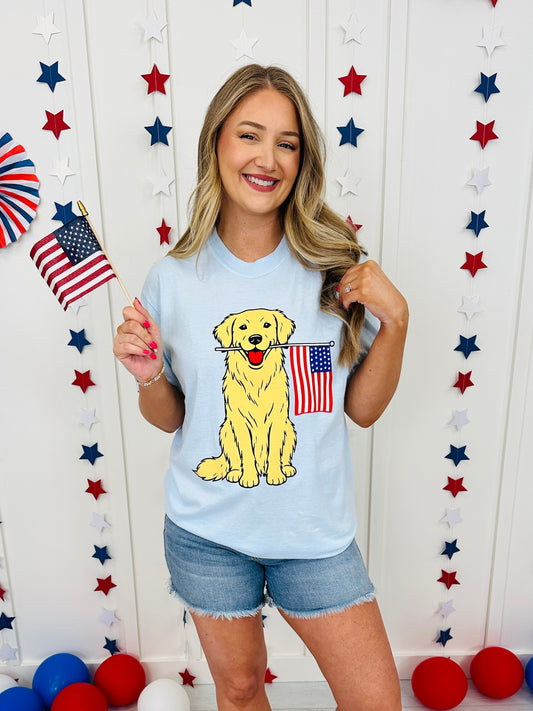 Golden Retriever Flag Graphic Tee
