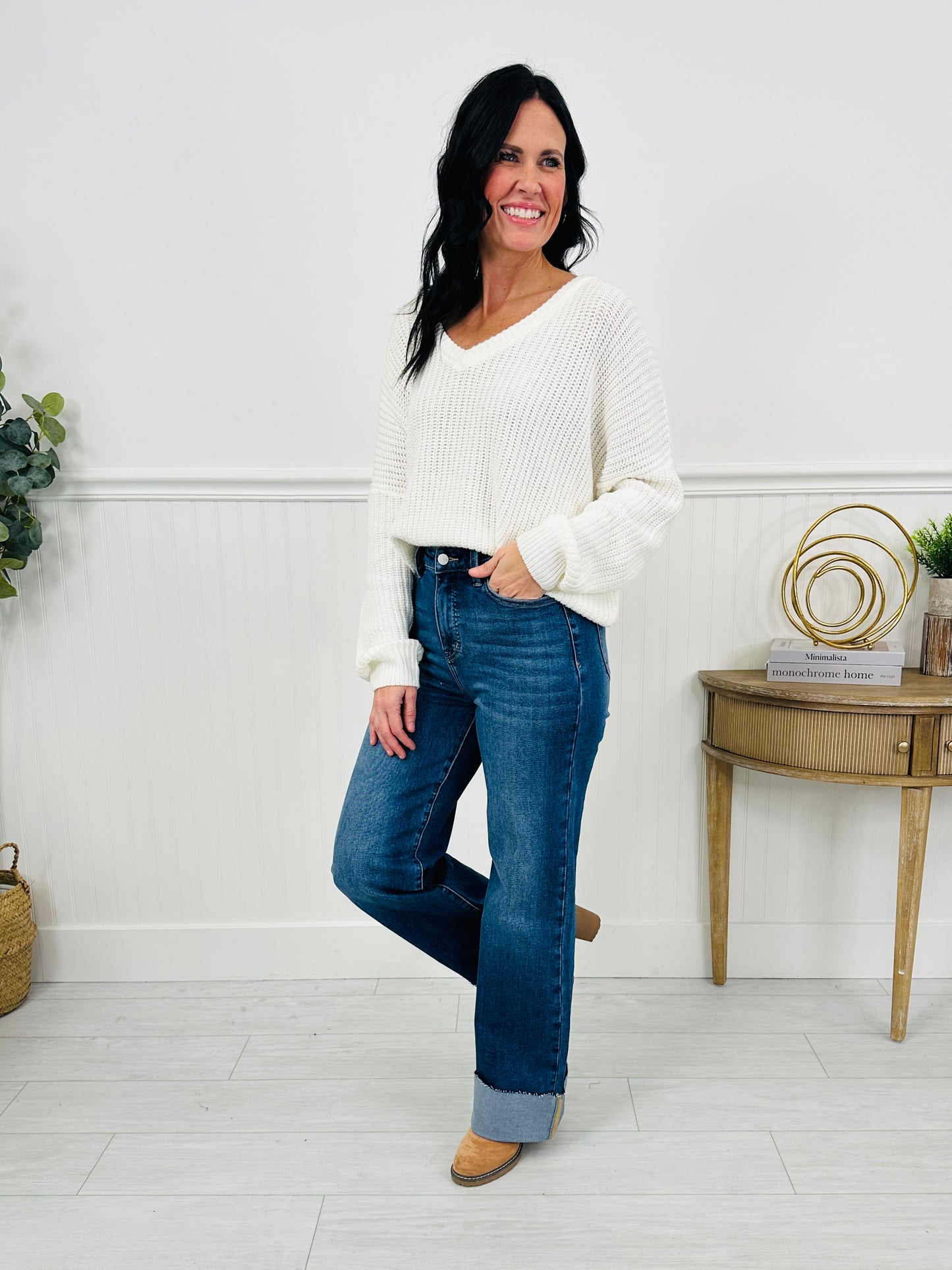 Made For Me Tummy Control Wide Leg Cuffed Jeans in Multiple Inseams