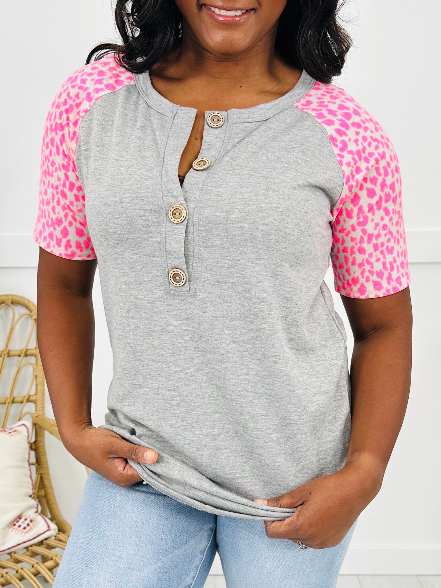 Spotted Sensation Top in H Grey