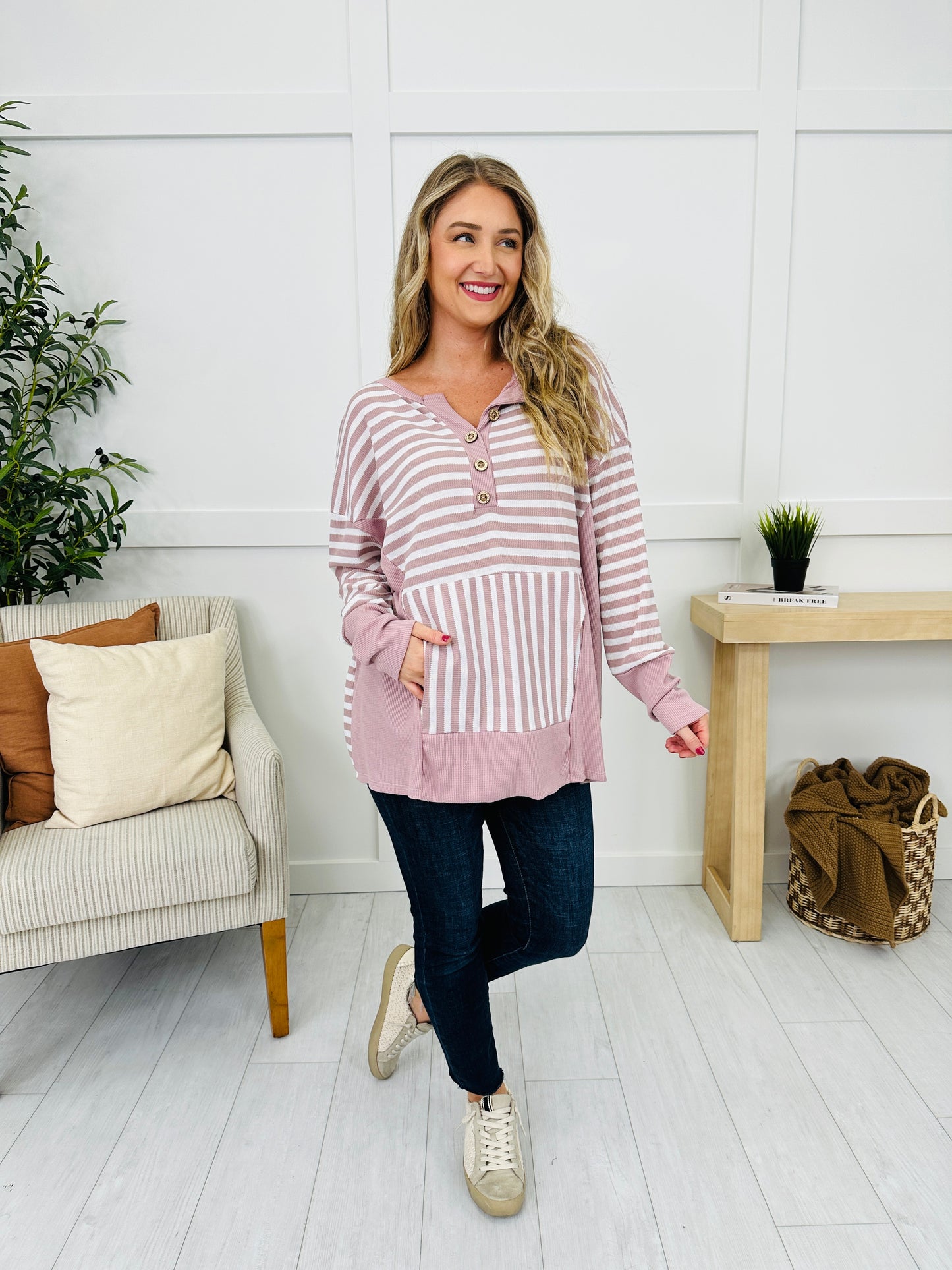 Lines Of Thought Top in Mauve