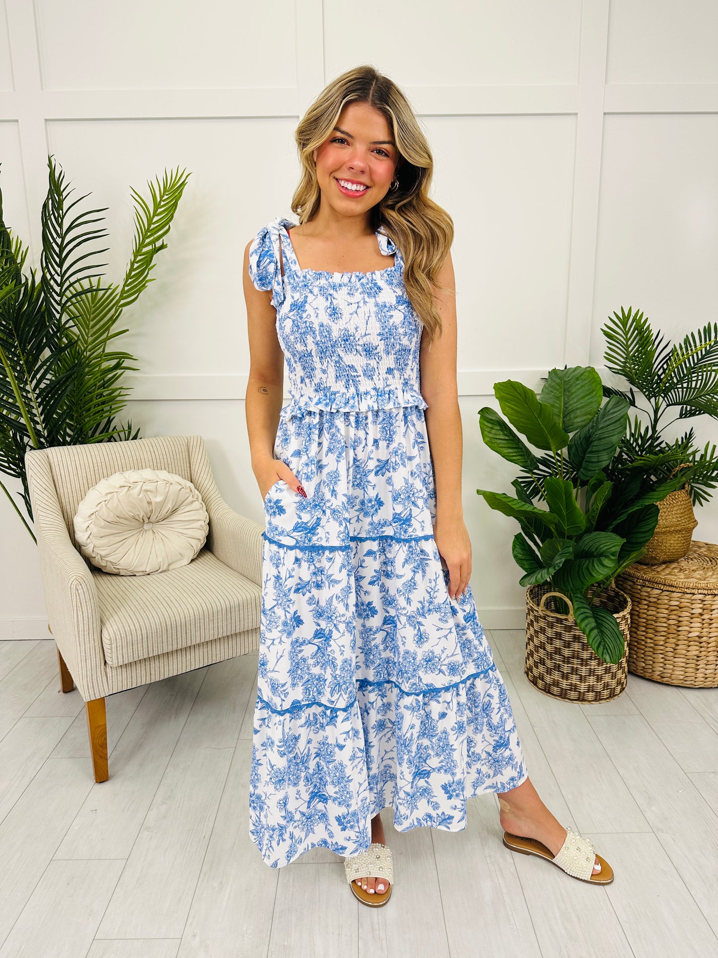 Petals And Promises Dress in Blue/Ivory