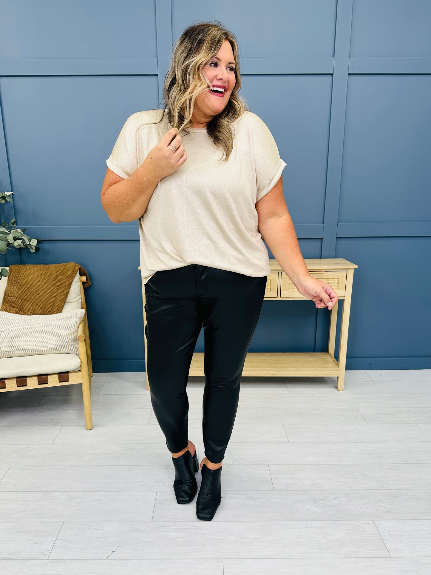 REG/CURVY Judy Blue Hot Stuff Stretchy Faux Leather Skinny Jeans