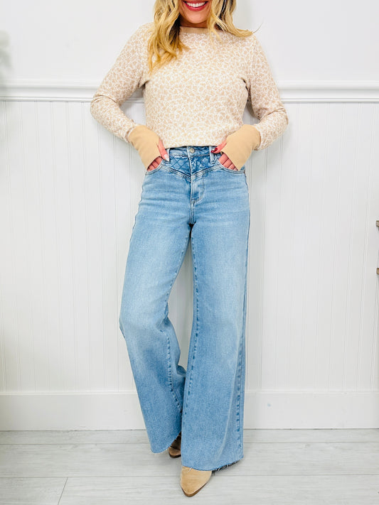 Judy Blue Stitched In Time Retro Wide Leg Jeans