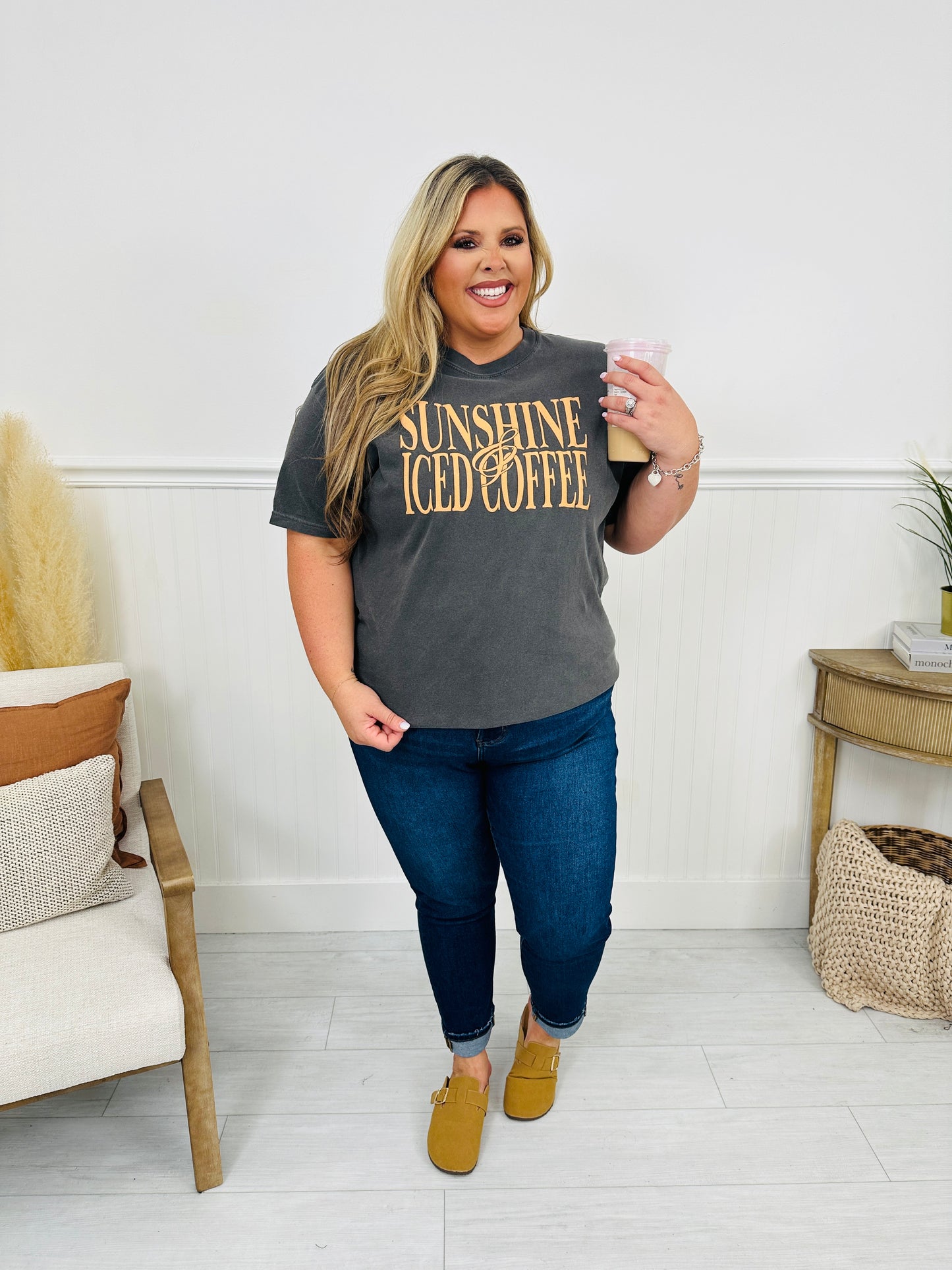 Sunshine & Iced Coffee Graphic Tee- Multiple Colors!