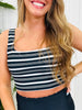 The Olivia Swim Top In Black/White Stripe