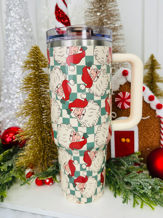 Checkered Santa Tumbler