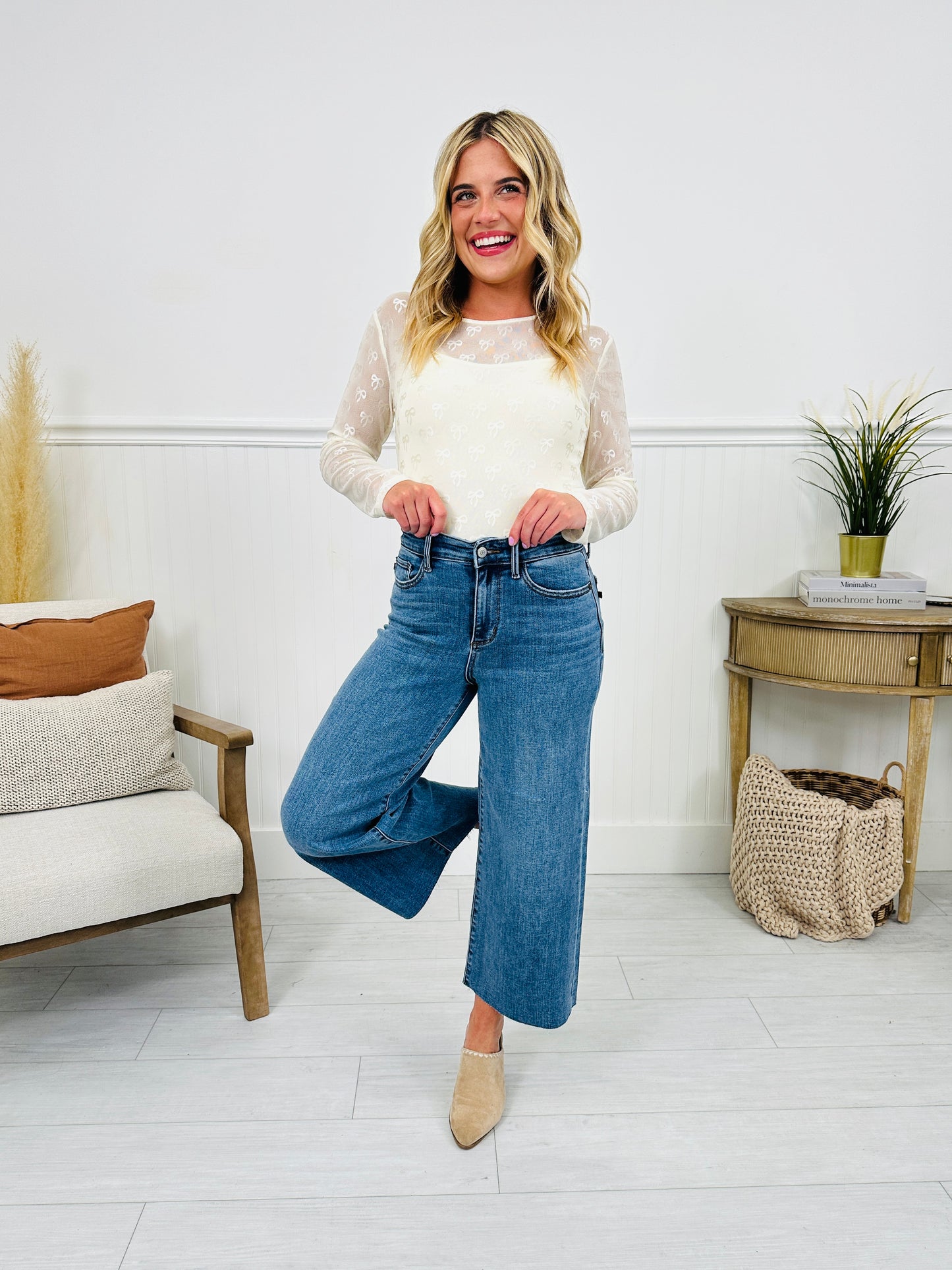 Judy Blue Anything Goes Wide Leg Cropped Jeans