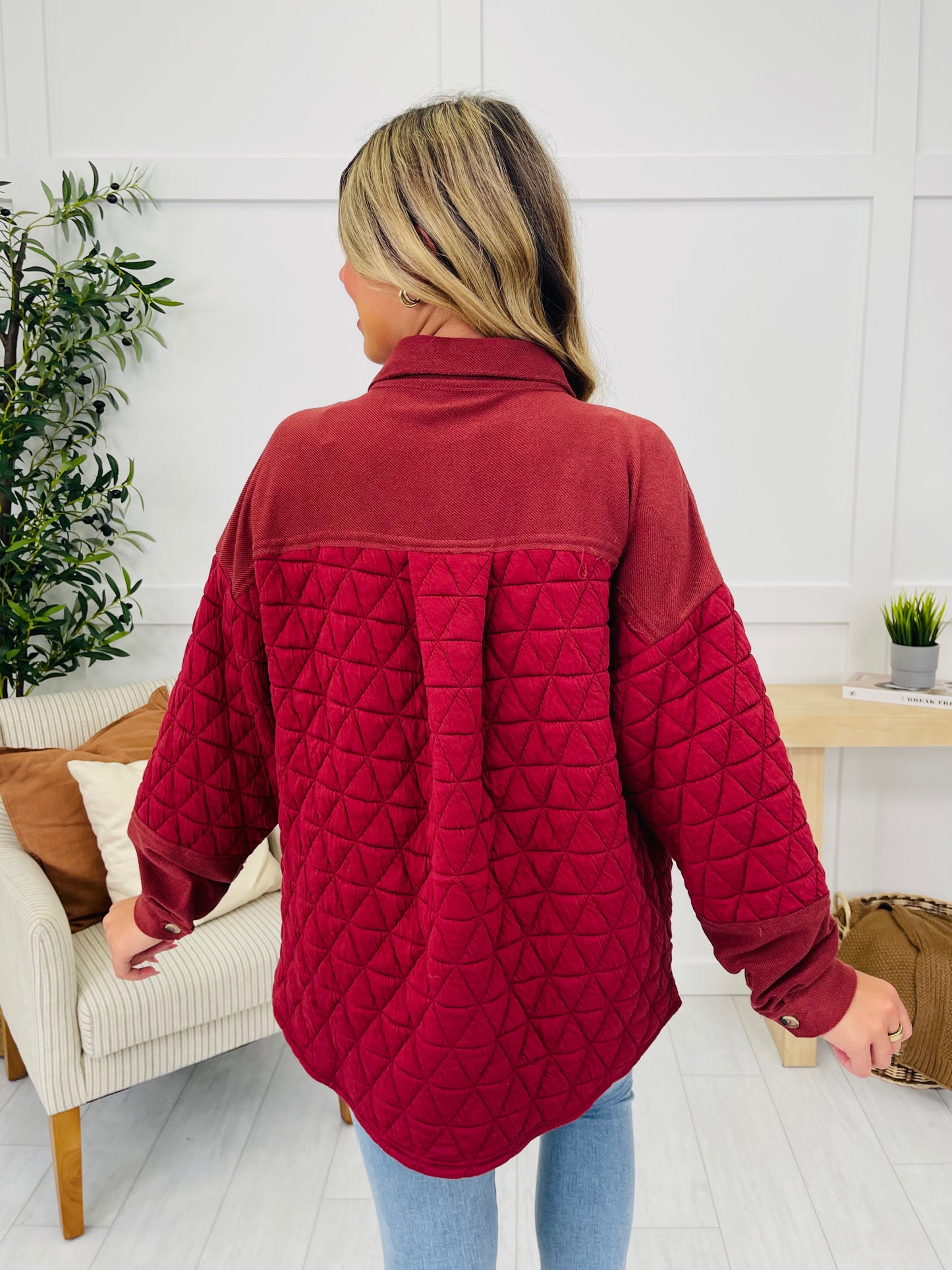 Edge Out Shacket in Brick