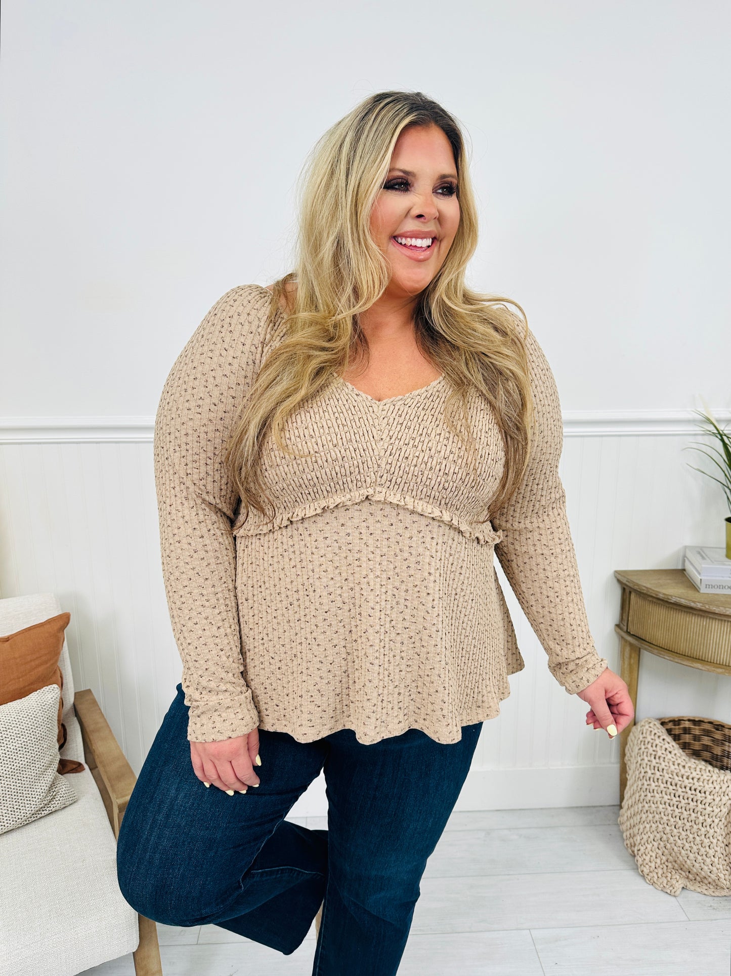 Perfectly Precious Top in Taupe Floral Print