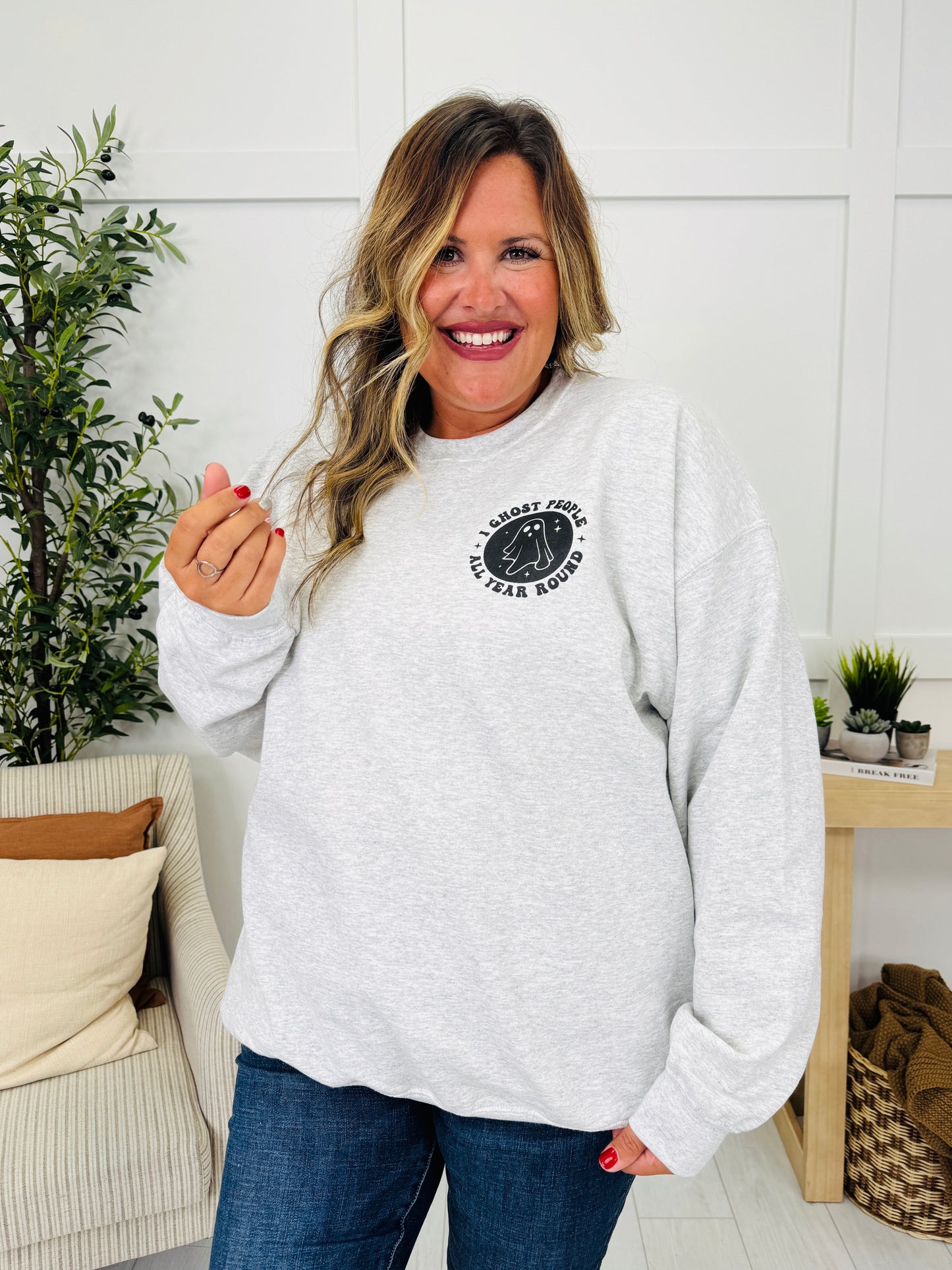 Ghost People All Year Round Graphic Crewneck Sweatshirt