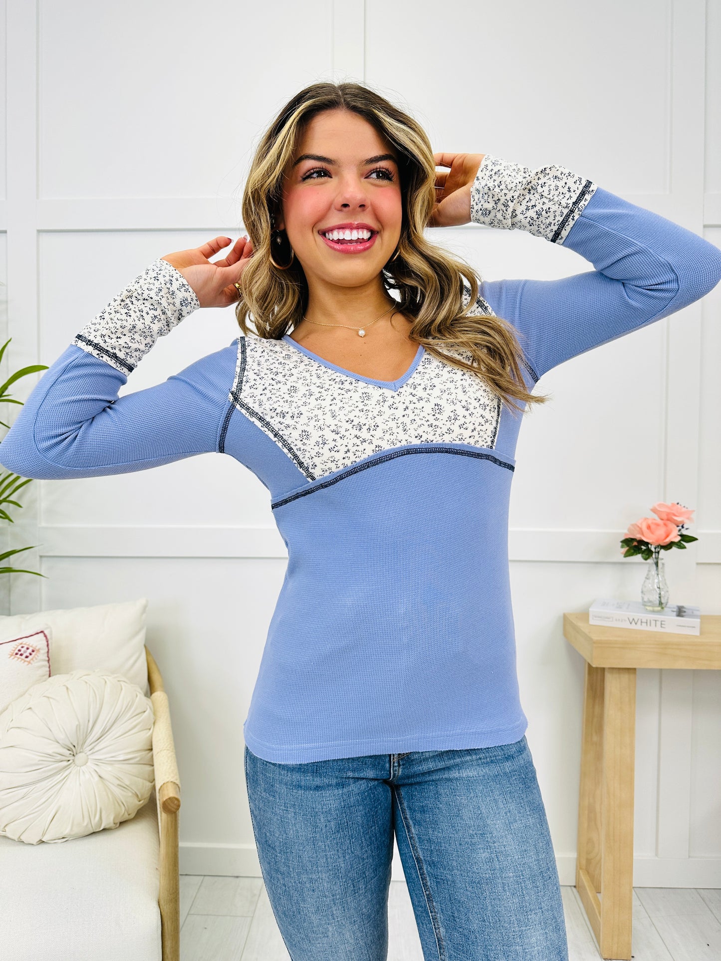 Threads of Grace Top In Evening Blue