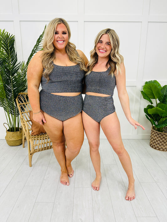 The Olivia Swim Top in Black Shimmer