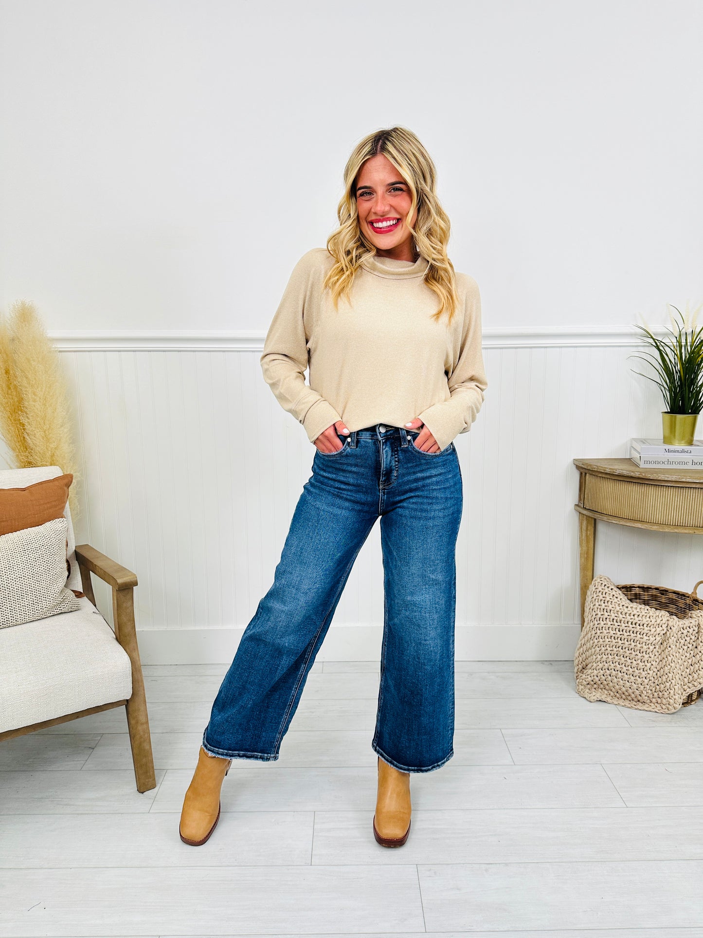 Fall After All Tummy Control Wide Leg Cropped Jeans