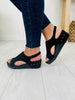 Studded Steps Wedges In Black Suede Croco