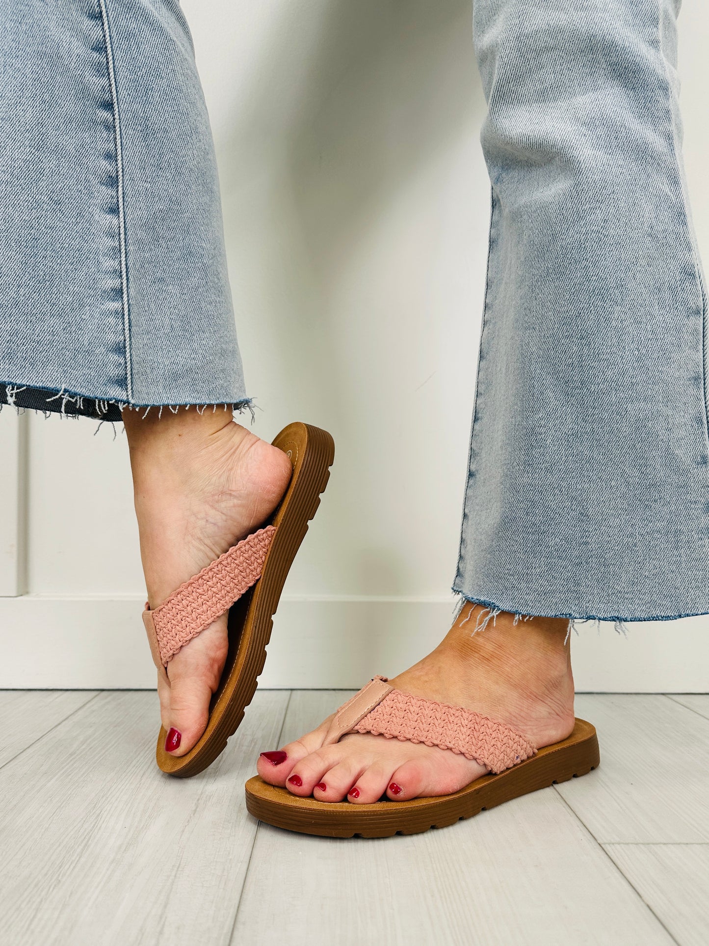 Wildflower Weave Flip Flops In Pink