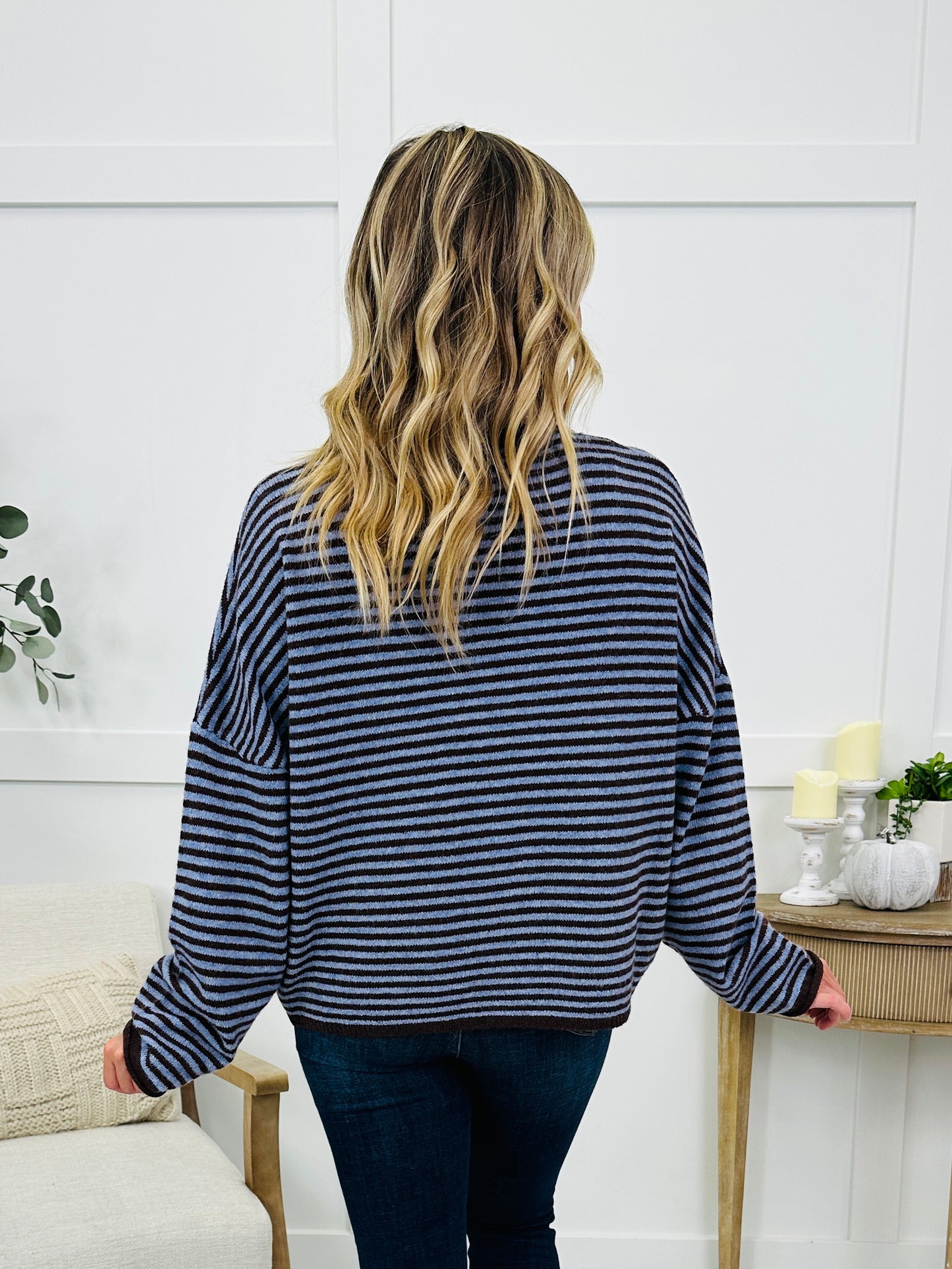 The Fireside Stripe Top In Dark Brown