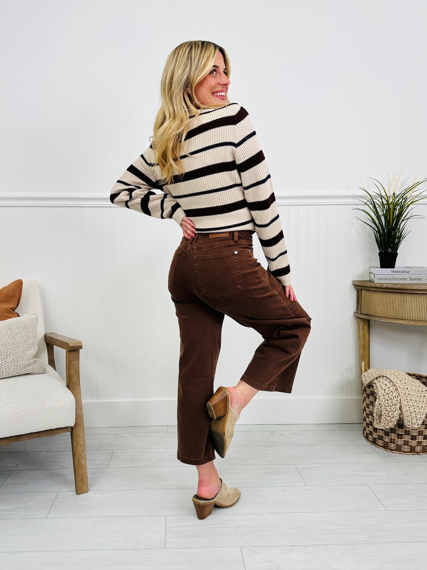 Judy Blue Melt In Your Mouth Chocolate Wide Leg Cropped Jeans