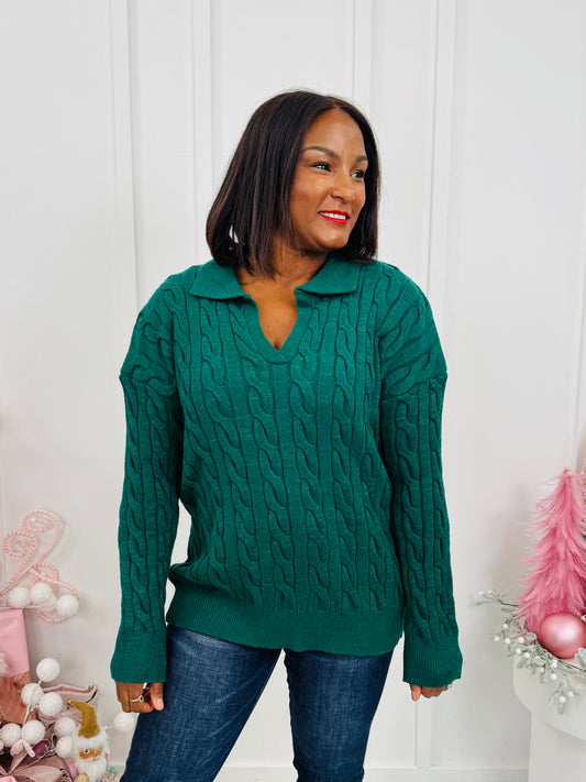 Sunday Polished Sweater in Hunter Green