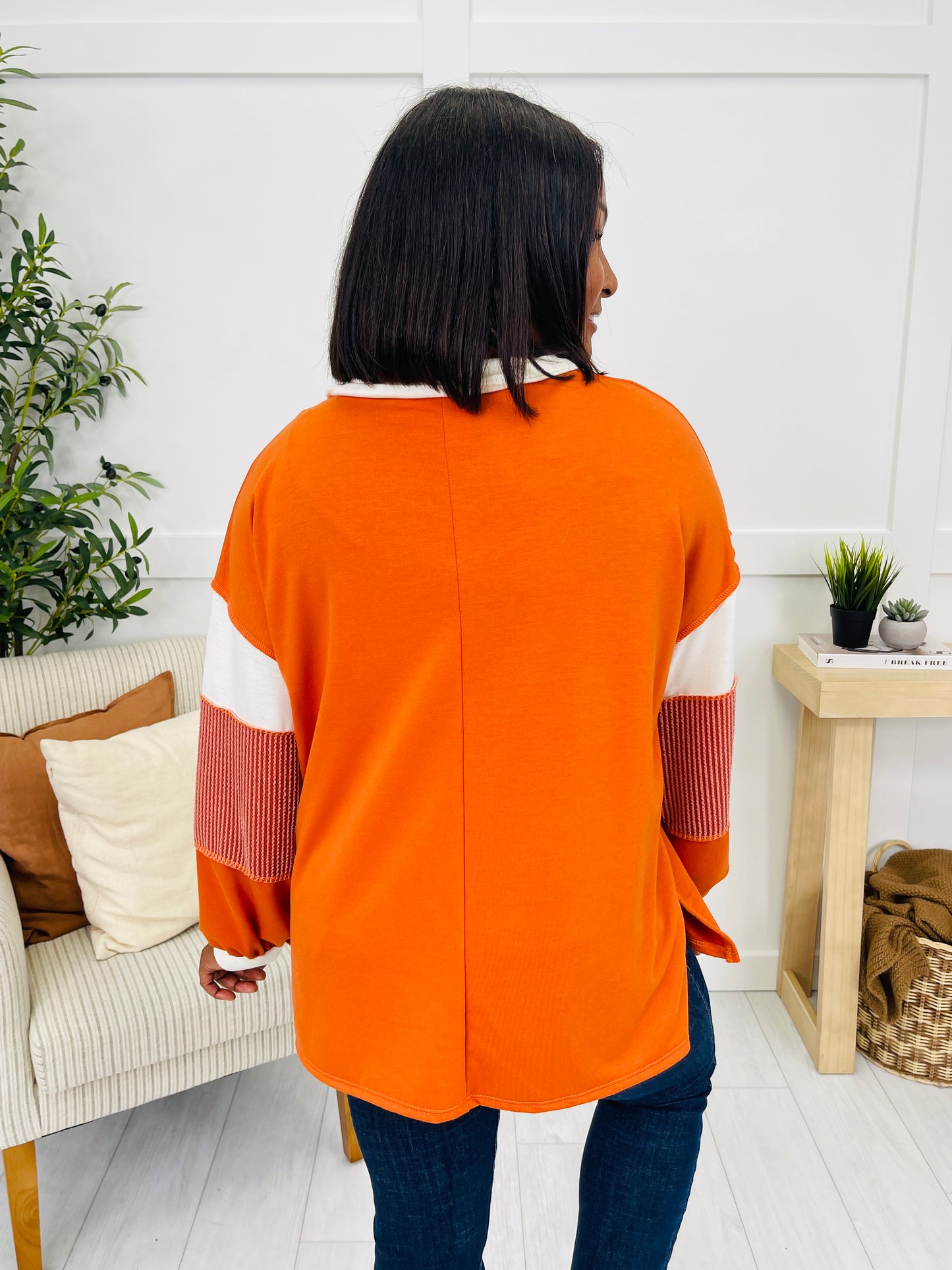 Signature Contrast Pullover in Rust