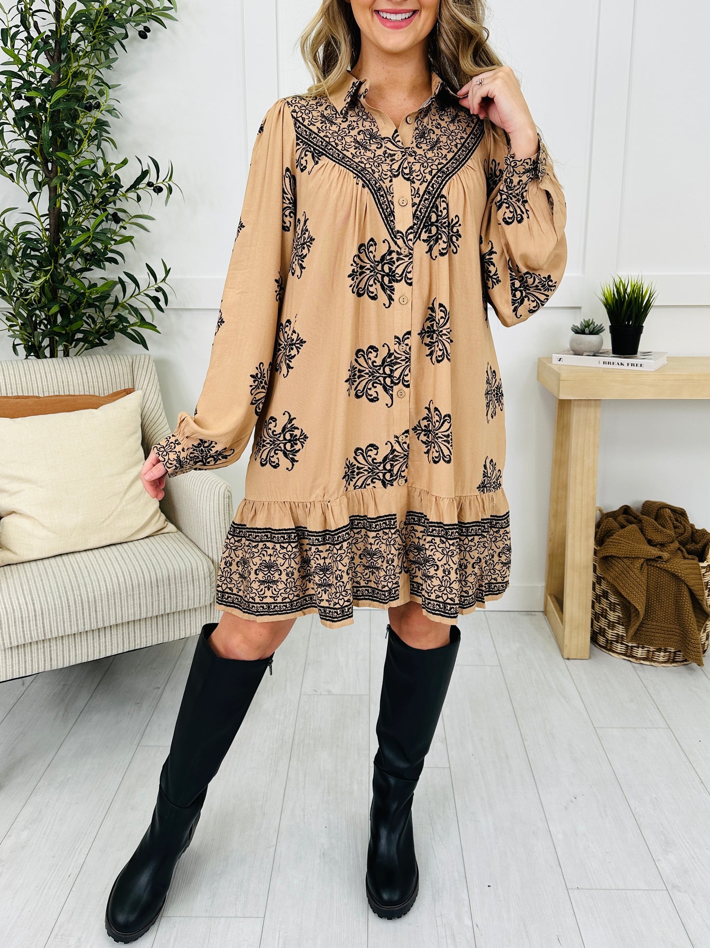 Fringe Theory Dress in Khaki