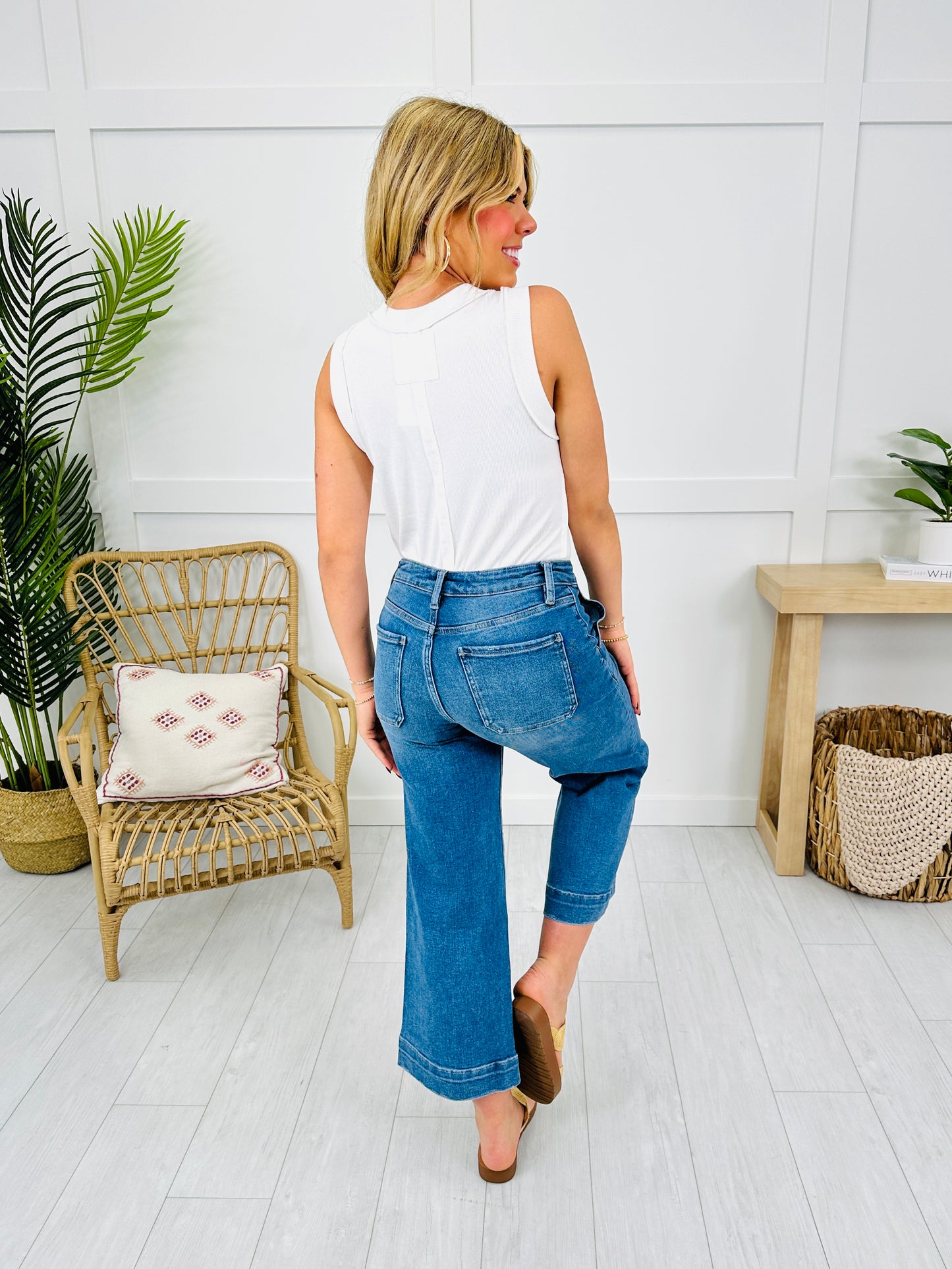 Lovervet Right on Cue Wide Leg Utility Jeans