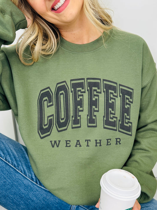 Coffee Weather Crewneck Sweatshirt in Olive