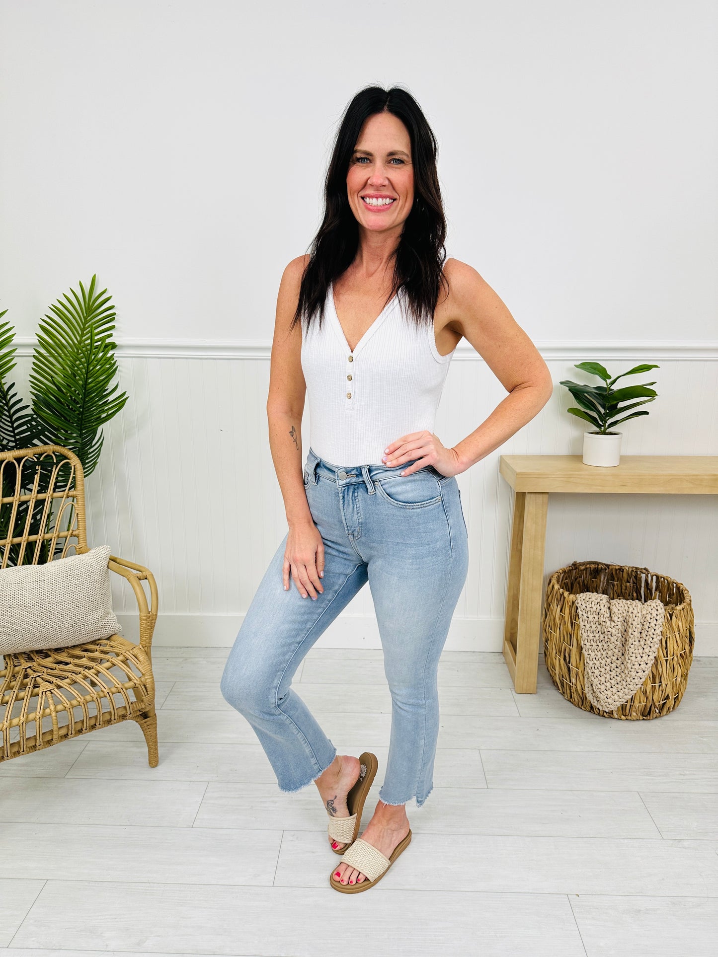One Step Ahead Tummy Control Cropped Step Hem Jeans