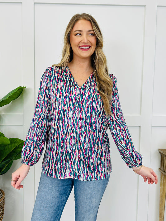 Painted The Petals Top In Teal