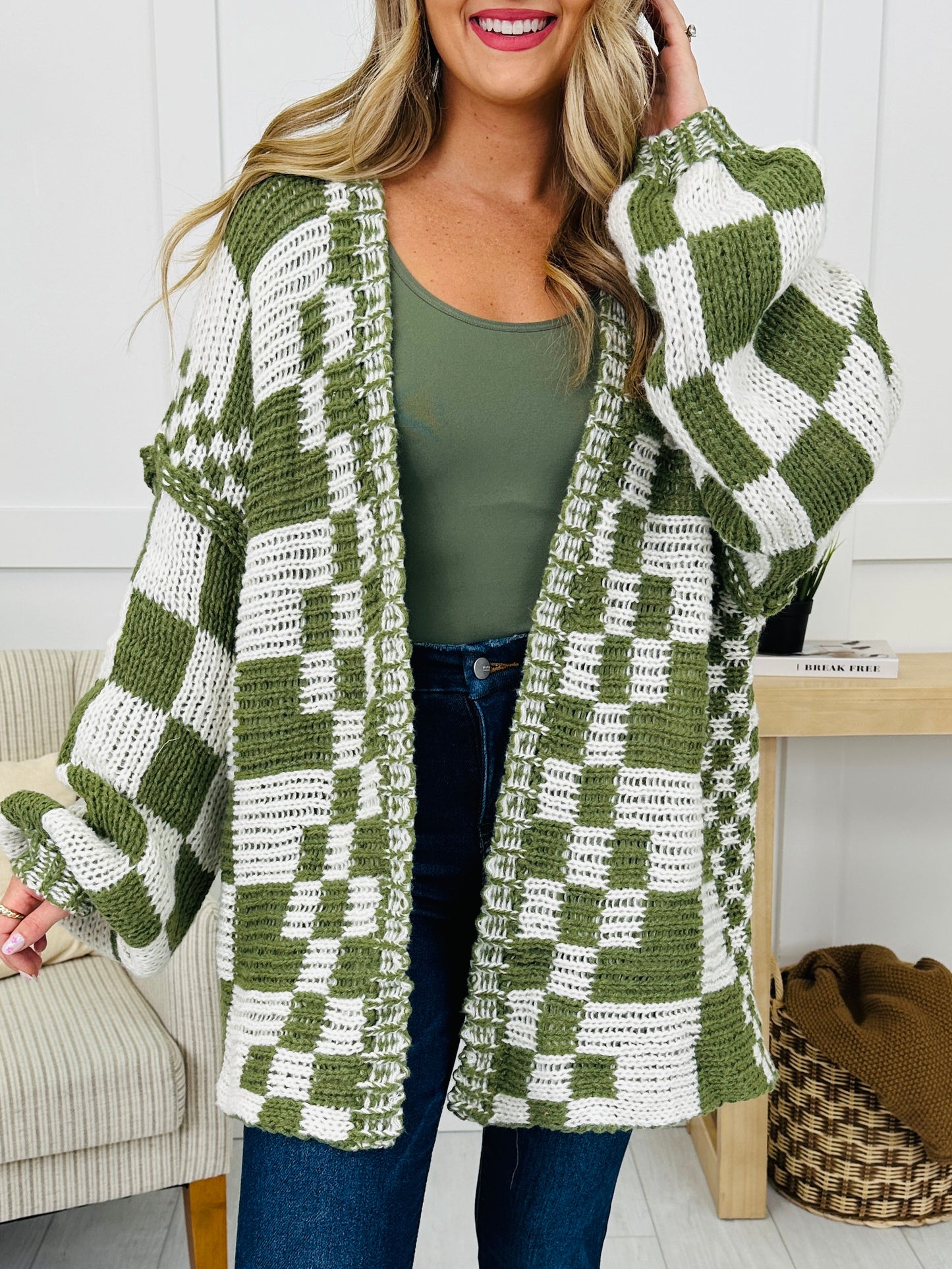 The Final Checkpoint Cardigan in Olive Combo