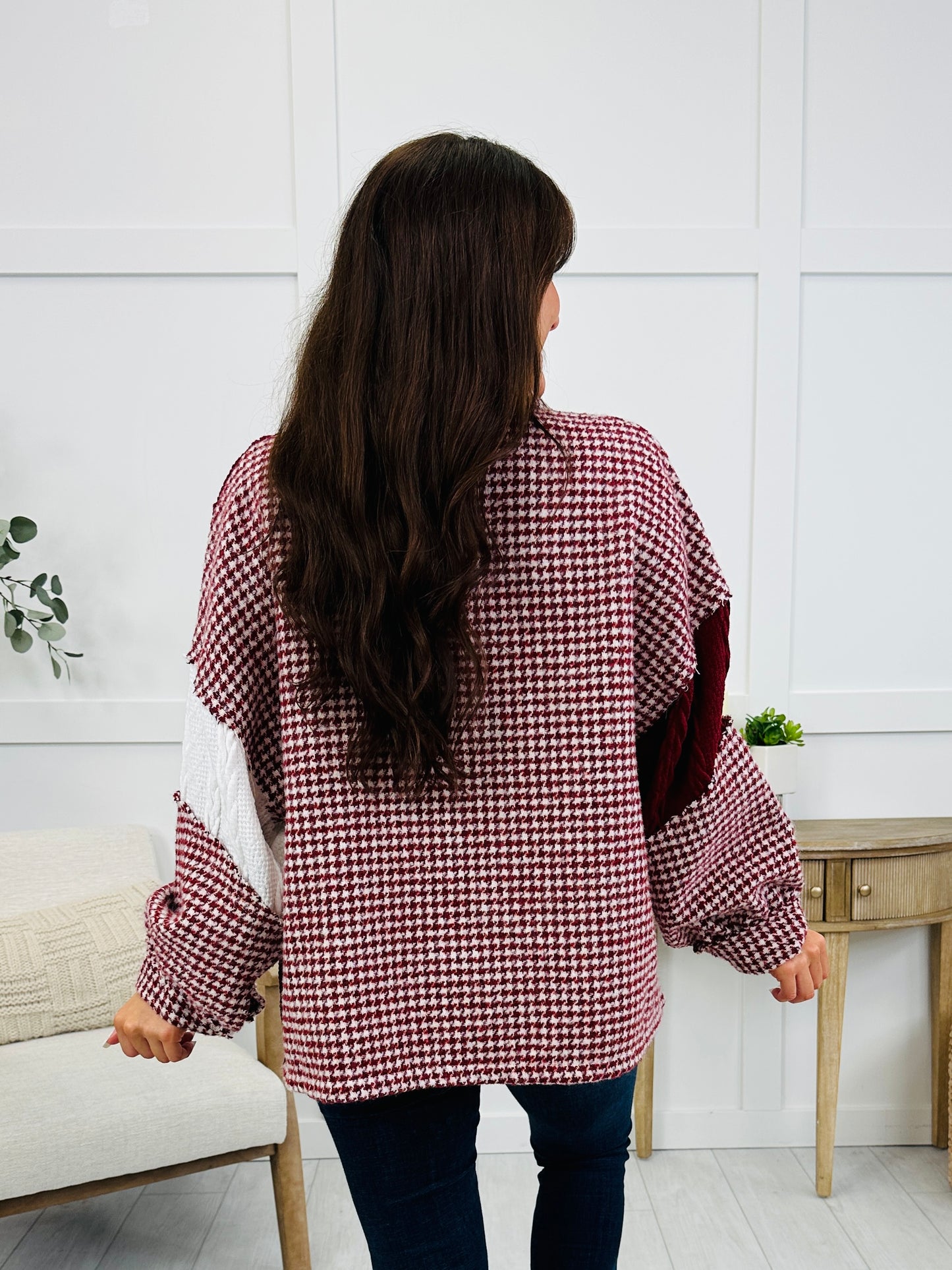 Frosted Pine Shacket In Red