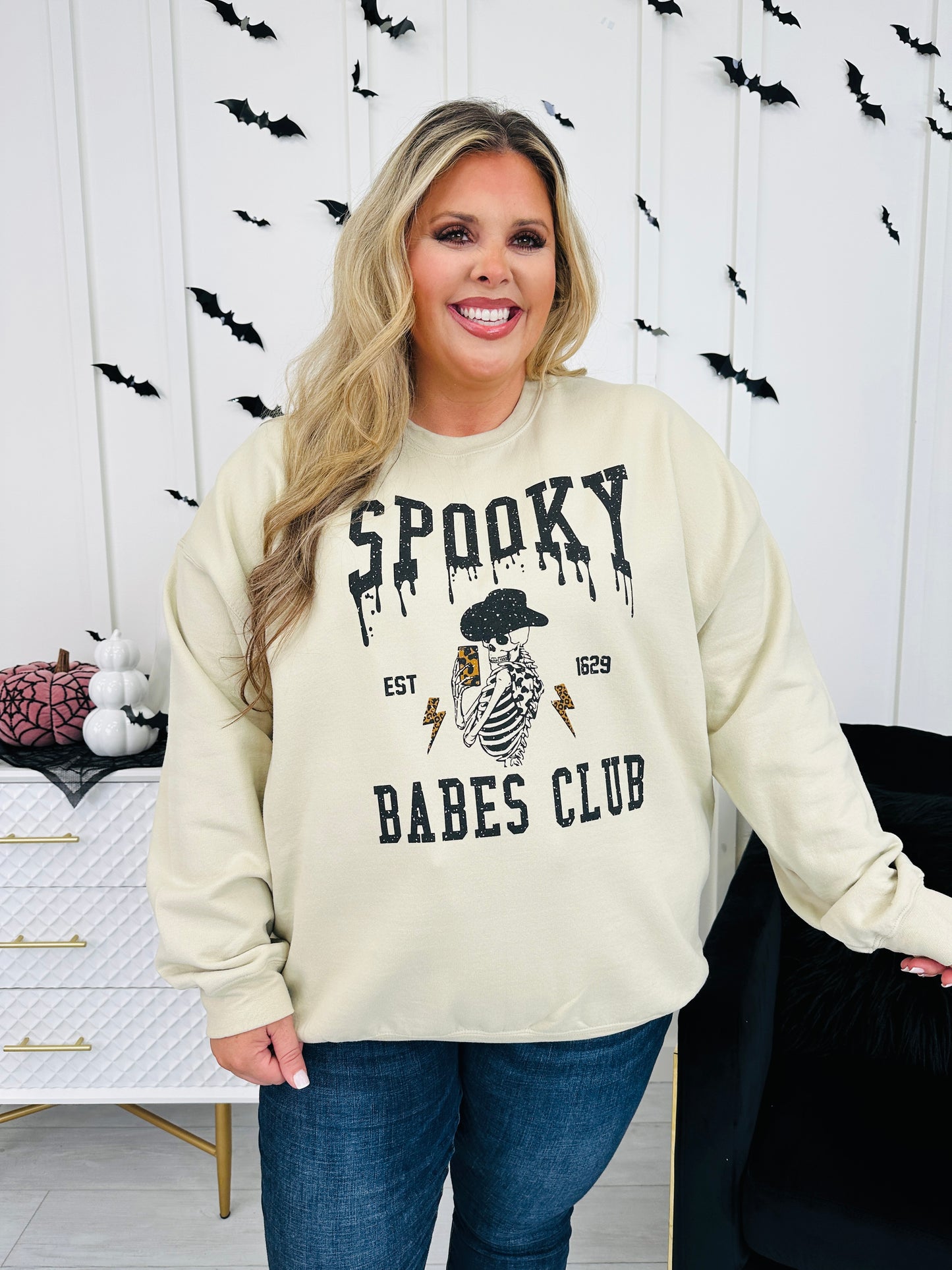 Spooky Babes Club Graphic Crewneck Sweatshirt