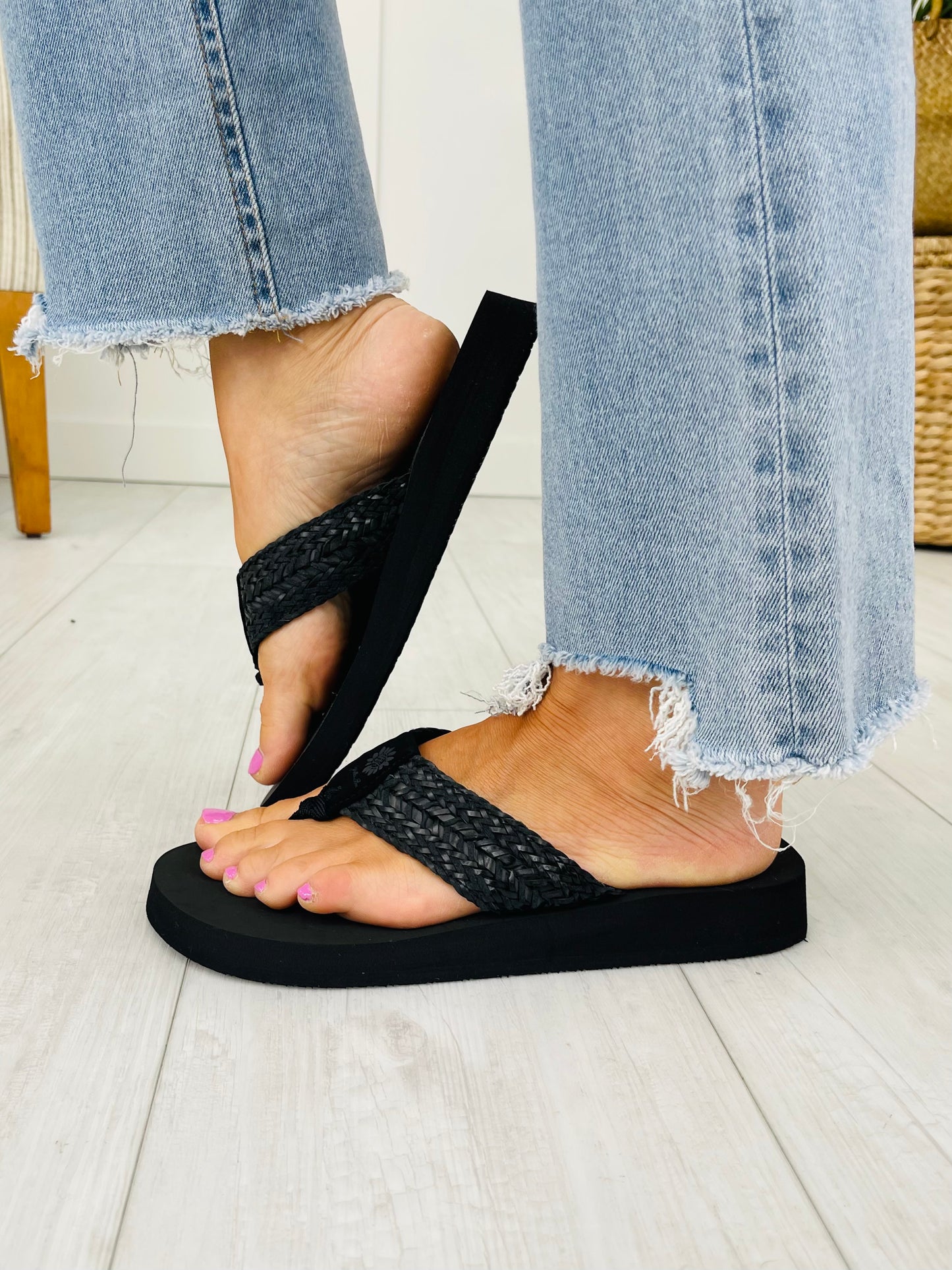 Blissfully Braided Flip Flops In Black
