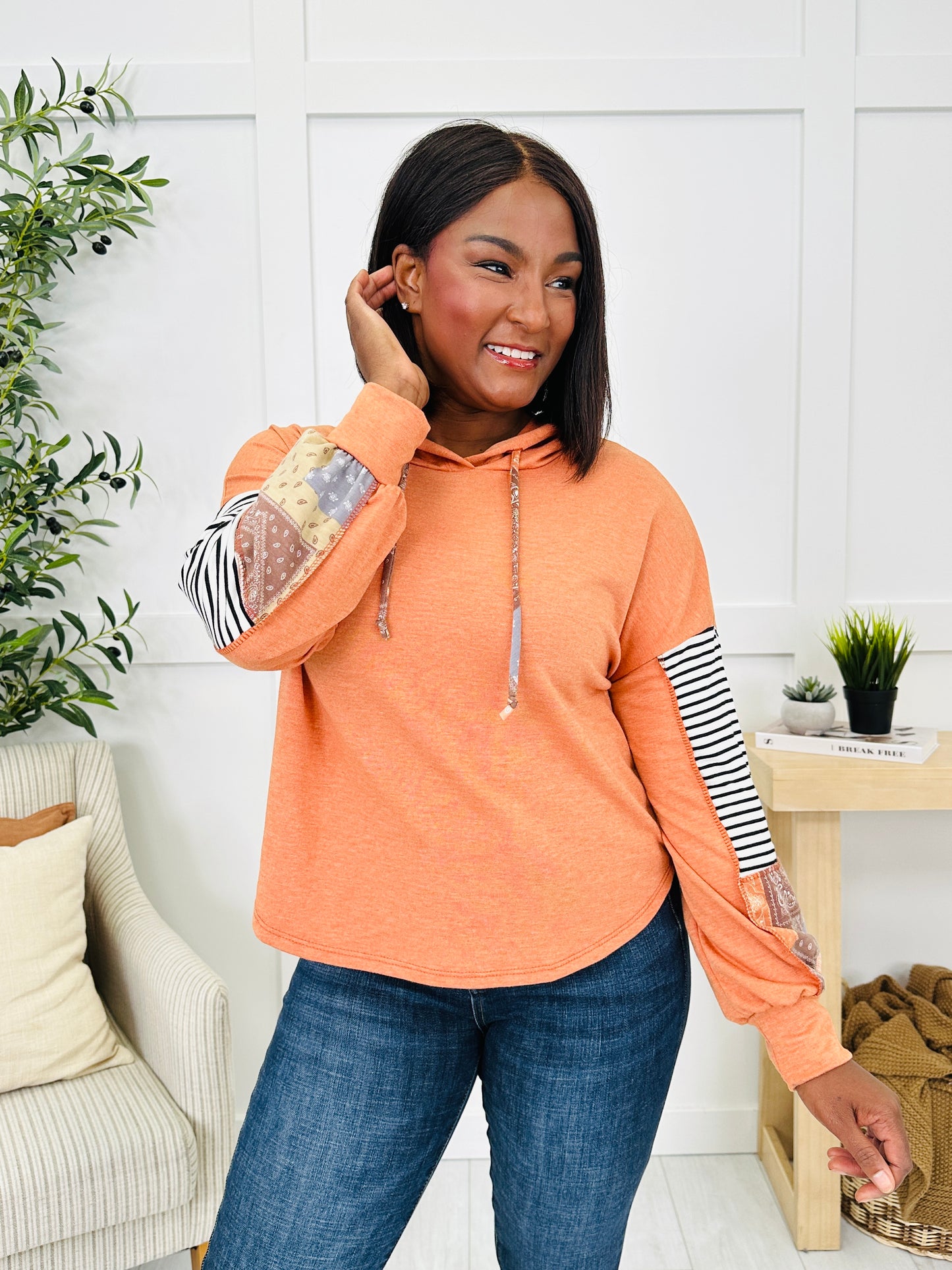 Patchwork Path Hoodie in Rust