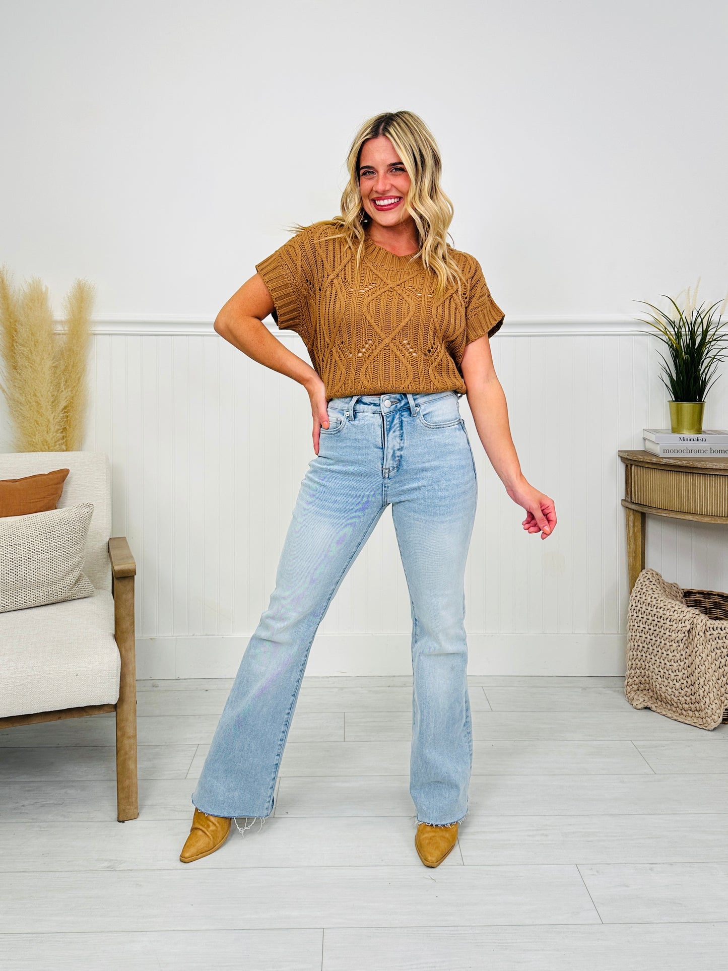 Made You Look Tummy Control Flare Vintage Wash Jeans
