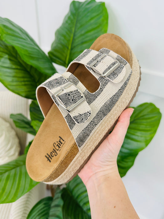 Sunshine on My Mind Sandals In Black Stripe
