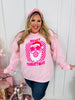 Merry Christmas Checkered Bubblegum Graphic Crewneck Sweatshirt