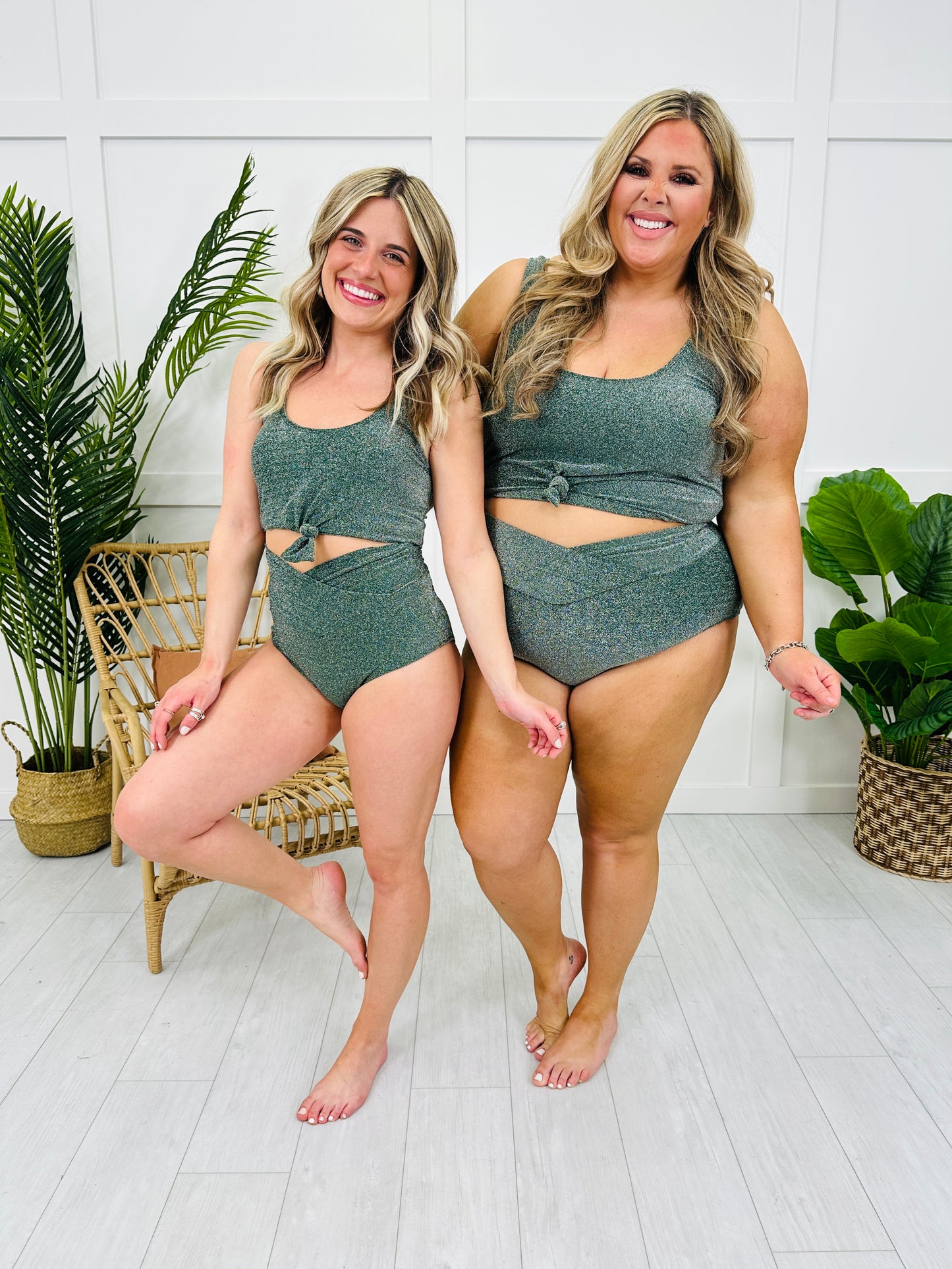 The Mari Swim Top in Emerald Shimmer