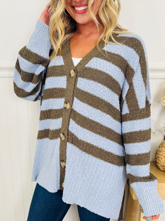 Cozy Comes Easy Cardigan In Blue