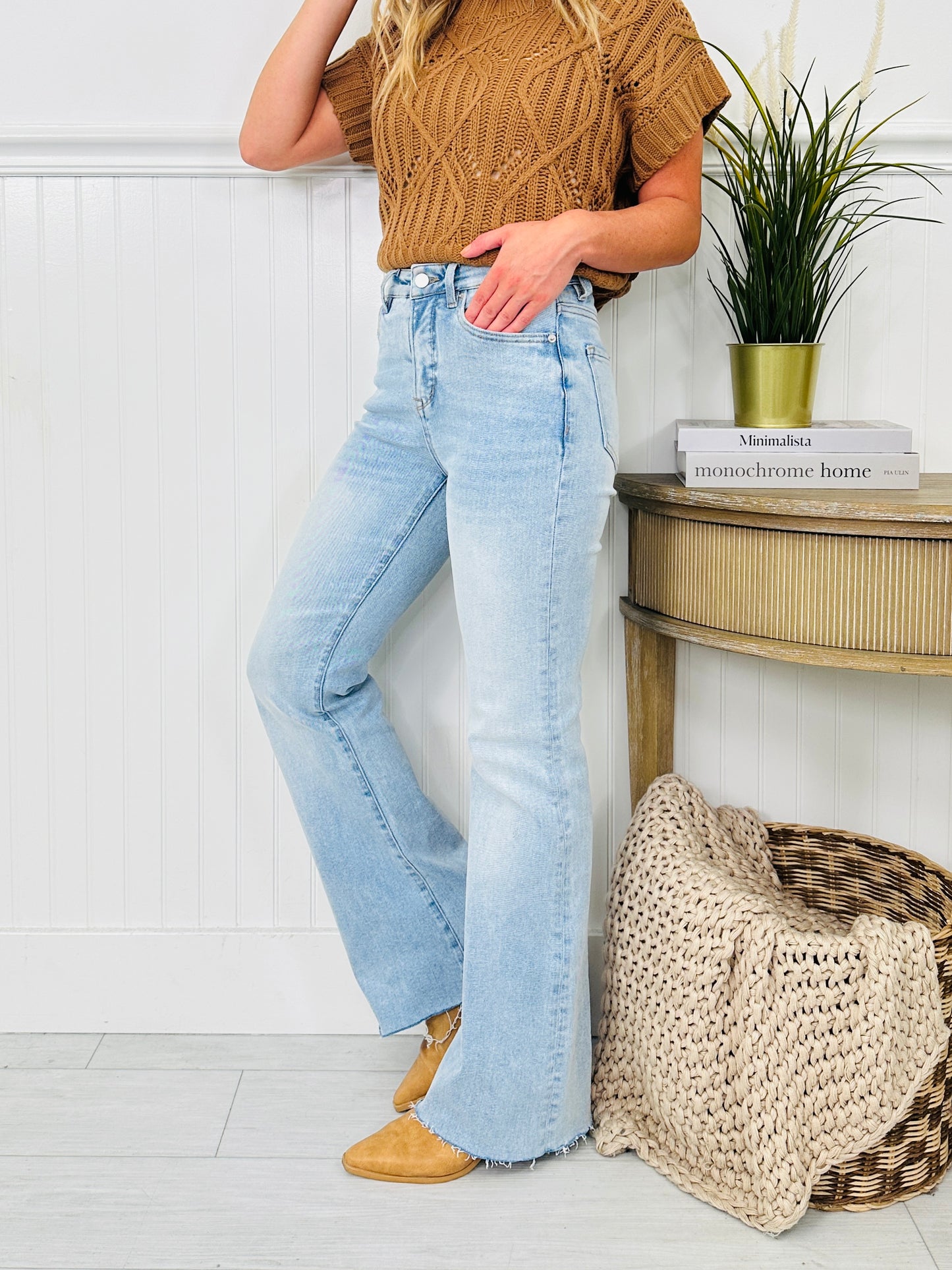 Made You Look Tummy Control Flare Vintage Wash Jeans