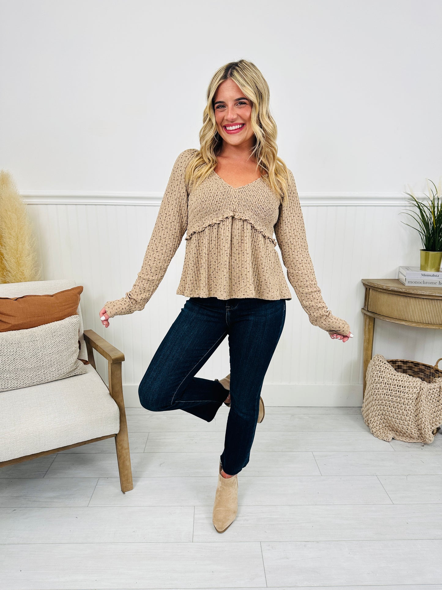 Perfectly Precious Top in Taupe Floral Print