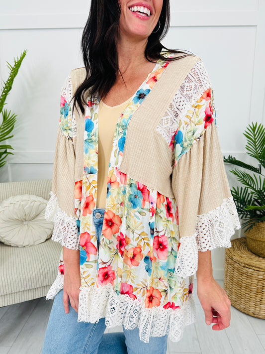 Budding Romance Cardigan in Wheat Beige