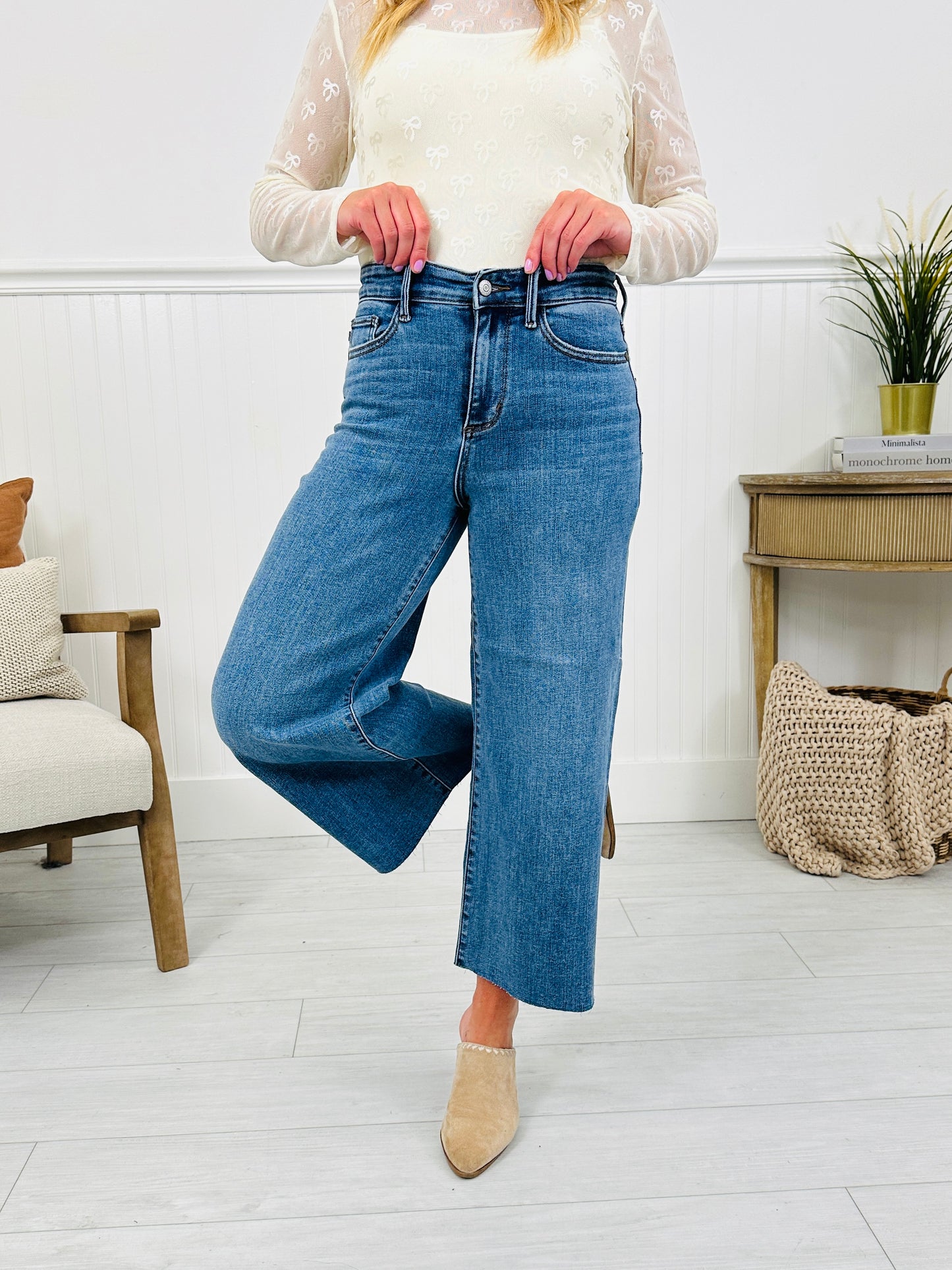 Judy Blue Anything Goes Wide Leg Cropped Jeans