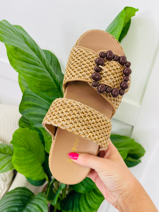 Coastal Crafted Sandals In Tan Raffia