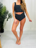 High Waisted V-Cut Swim Swim Bottoms In Black/White Polka Dot
