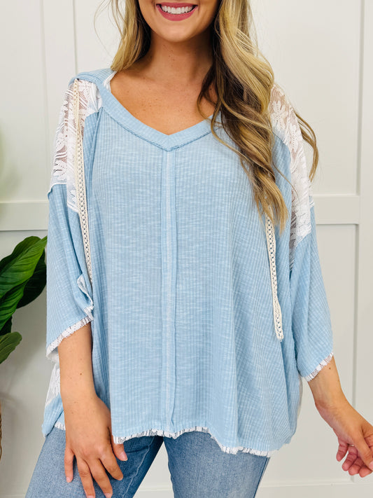 When Comfort Calls Pullover in Powder Blue